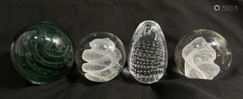 LOT OF 4 ART GLASS 3D PAPERWEIGHTS