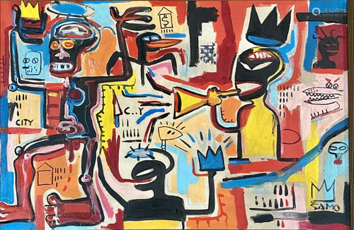 JEAN MICHEL BASQUIAT OIL ON CANVAS ABSTRACT V$35,000