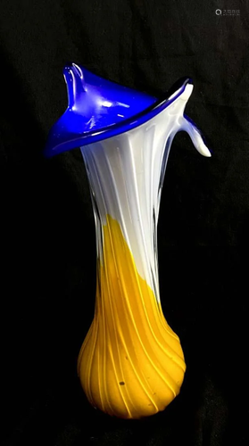 VINTAGE BLUE/WHITE/YELLOW CALA LILY ART…