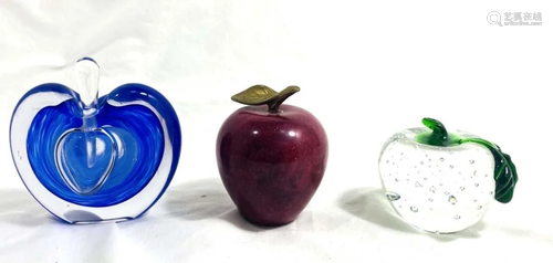 LOT OF 3 VINTAGE APPLE SCULPTURES