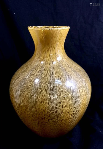 FANTASTIC GOLD SPARKLE VINTAGE ART GLASS VASE