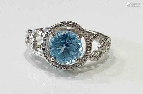 DAZZLING SKY BLUE TOPAZ ROUND 3CT DECO RING