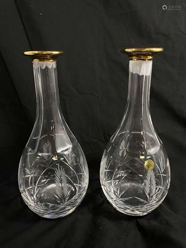 LOT OF LAVORATO A MANO CRYSTAL DECANTERS