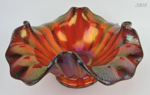 Fenton red carnival stretch glass bowl,