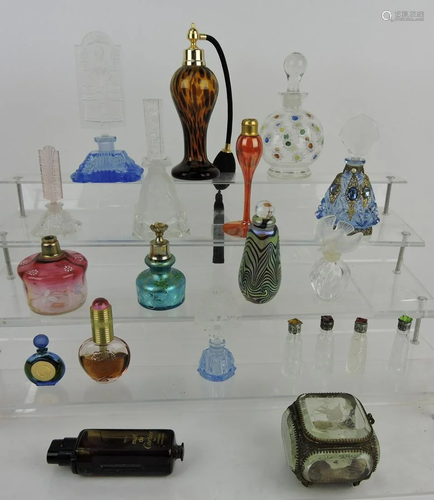 Lot of 19 perfume bottles and 1 beveled