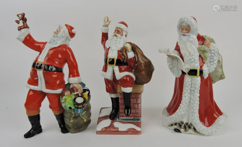 Royal Doulton lot of 3 Santa figures: