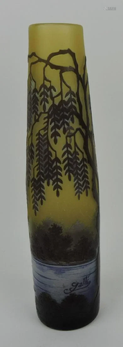 French cameo art glass landscape vase,