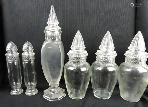 Lot of 6 apothecary show jars, 10 to 16