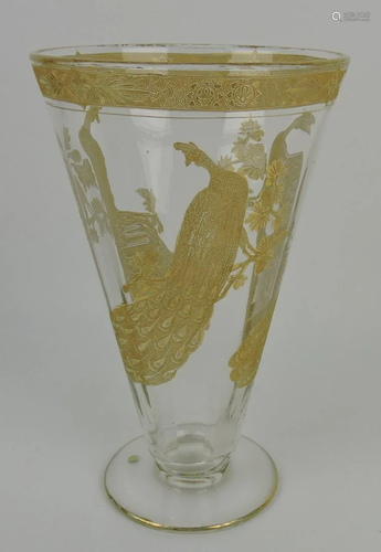 Moser vase with gold peacocks, 10