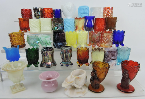 Colored glass lot of 39 toothpick holders