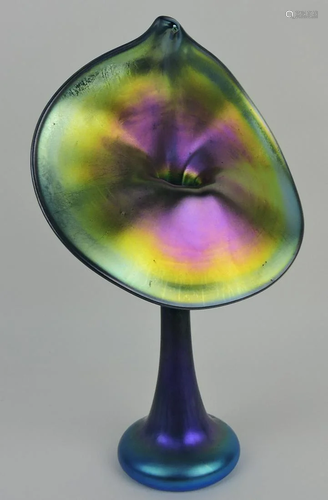 Carl Radke iridescent art glass jack in the