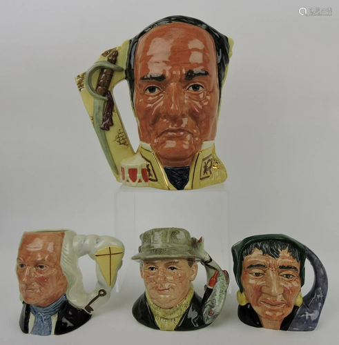 Royal Doulton lot of 4 toby jugs: