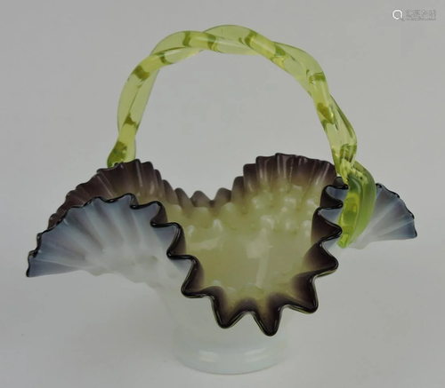 Cased art glass basket with vaseline