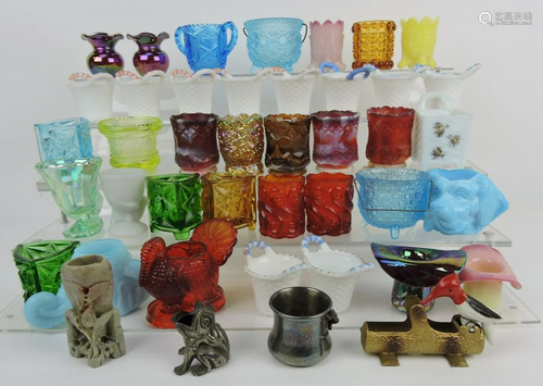 Colored glass lot of 42 toothpick holders