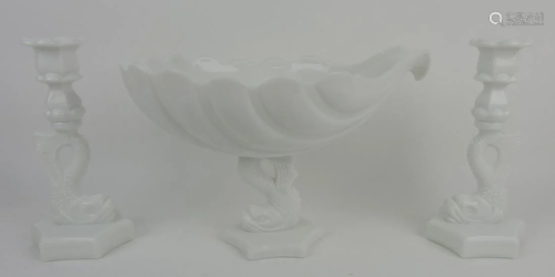 Westmoreland milk glass dolphin shell