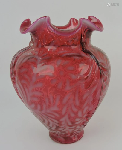 Fenton cranberry opalescent daisy and