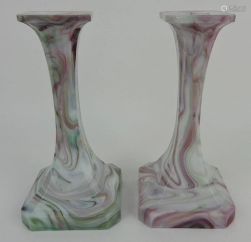 Slag glass pair of 8 1/2