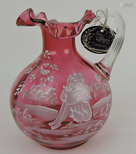 Fenton cranberry Mary Gregory pitcher