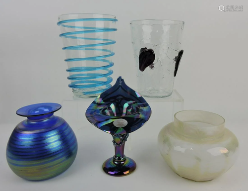 Art glass lot of 5 pieces, 4 1/2