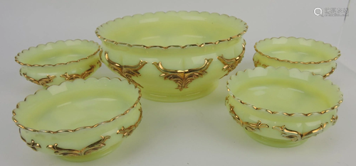 Northwood custard Winged Scroll 5 pc