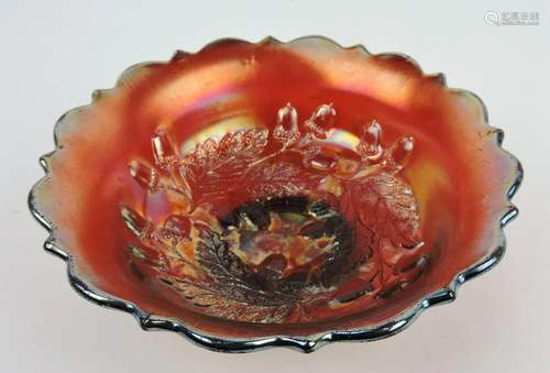 Fenton red carnival glass 6 1/2