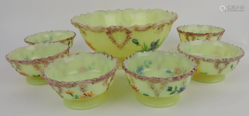 Custard glass 7 pc berry set