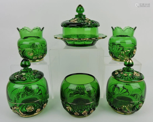 EAPG green Ester lot of 6 pieces: