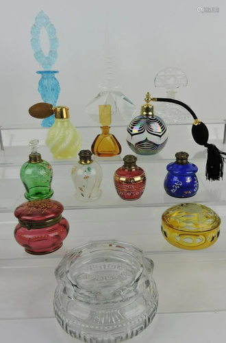 Lot of 13 perfume bottles and dresser jars