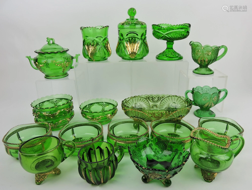 EAPG green lot of 19 assorted pieces