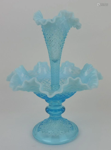 Fenton blue opalescent English Hobnail