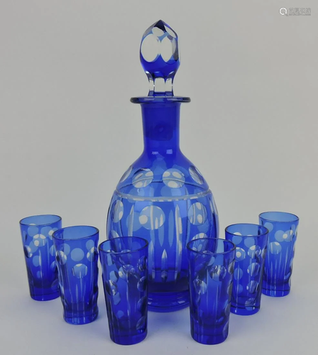 Bohemian cobalt cut to clear 7 piece