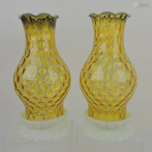 Fenton pair of early candle lamps