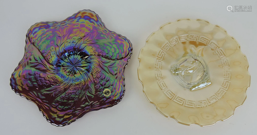 Westmoreland carnival glass plate and