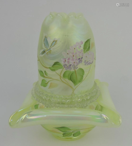 Fenton topaz vaseline opalescent fairy