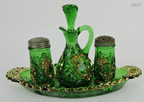 EAPG green Croesus small cruet,