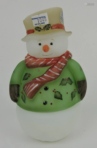 Fenton snowman fairy lamp