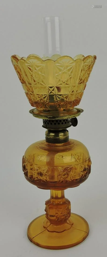 Amber glass miniature oil lamp, 10