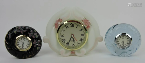 Fenton lot of 3 vanity clocks