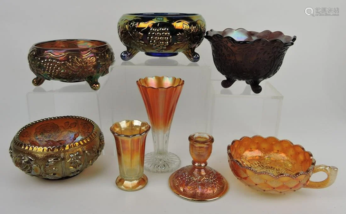 Carnival glass lot of 8 pieces