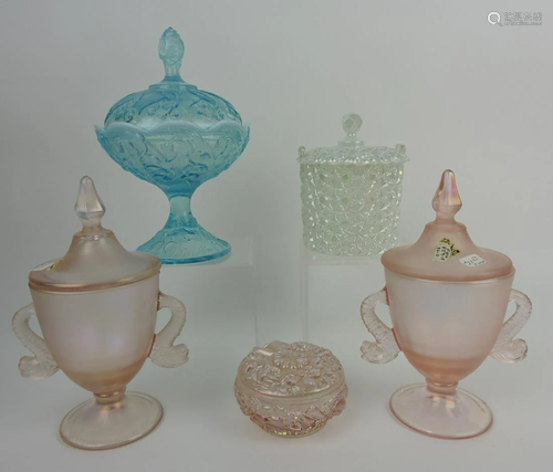 Fenton lot of 5 covered dishes