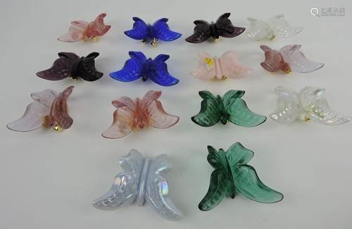 Fenton lot of 14 butterflies, 12 with stands