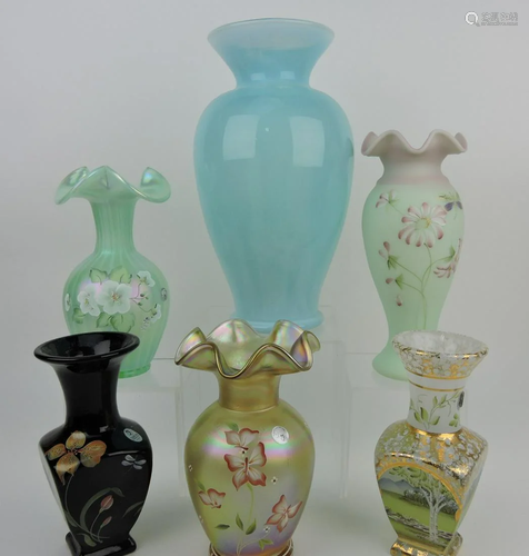 Fenton lot of 6 vases