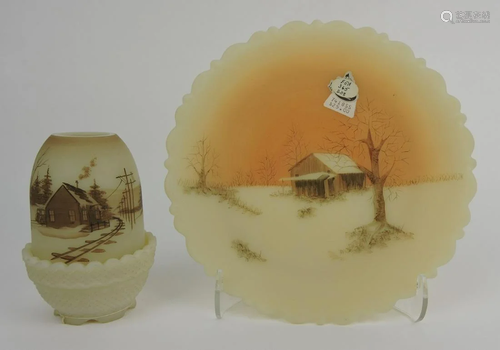 Fenton Cabin fairy lamp and plate