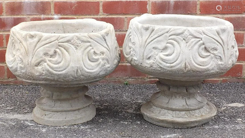 Pair of garden stoneware planters, 38cm high