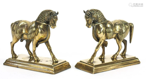 Pair of Indian bronzed horses, each 15cm wide