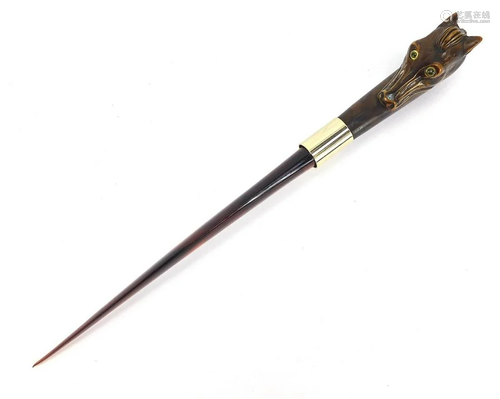 Russian horse design letter opener with gilt metal