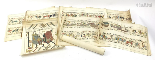 Collection of antique prints of the Bayeux Tapestry