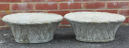 Pair of stoneware garden planters, 20cm high x 48cm