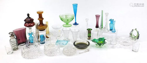 Glassware including a Stuart Crystal bowl, art glass