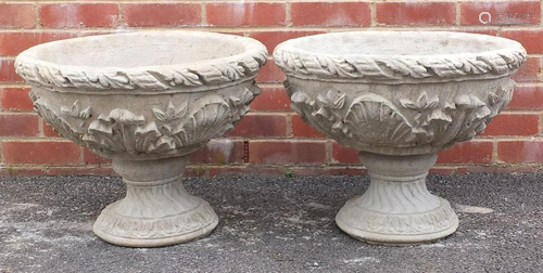 Pair of stoneware garden planters, 41cm high x 54cm in